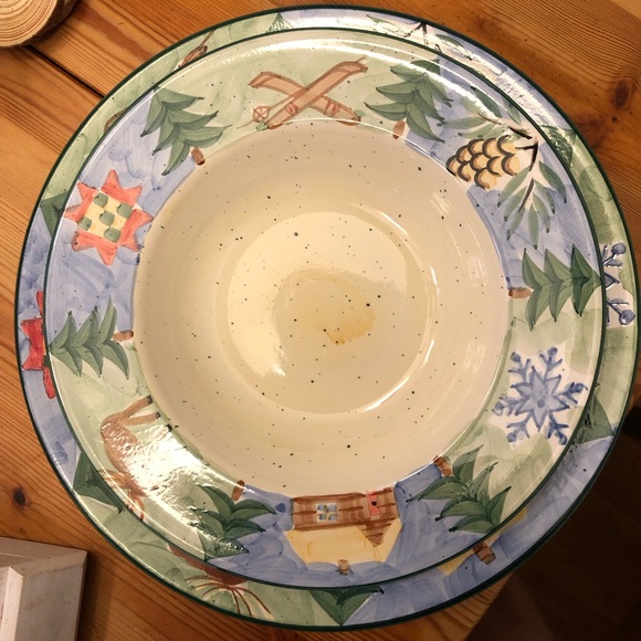 Ceramic Serving plate with matching bowl, rustic pattern - Picture 2 of 5